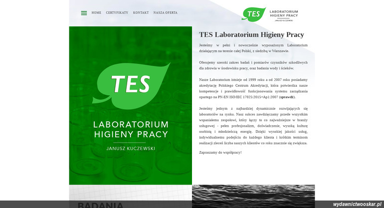 TES Laboratorium Higieny Pracy Janusz Kuczewski strona www