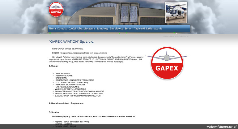 GAPEX AVIATION SP Z O O strona www